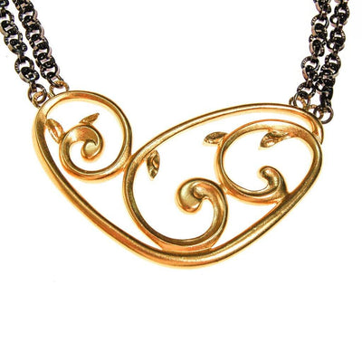 Rare Yves Saint Laurent Gold and Gunmetal Modernist Statement Necklace, Signed Number by Yves Saint Laurent - Vintage Meet Modern Vintage Jewelry - Chicago, Illinois - #oldhollywoodglamour #vintagemeetmodern #designervintage #jewelrybox #antiquejewelry #vintagejewelry