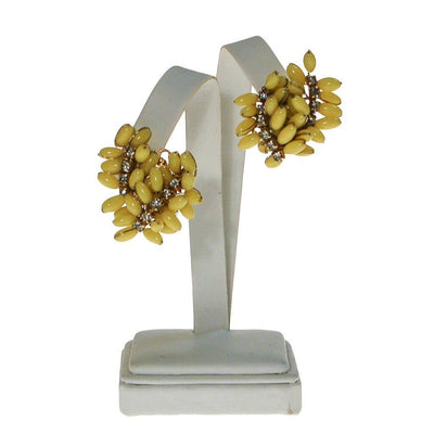Yellow and Rhinestone Earrings, Ear Crawler by unsigned - Vintage Meet Modern Vintage Jewelry - Chicago, Illinois - #oldhollywoodglamour #vintagemeetmodern #designervintage #jewelrybox #antiquejewelry #vintagejewelry