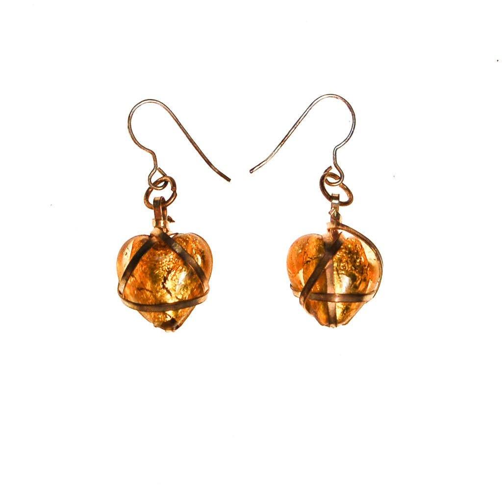 Gold Venetian Heart Earrings
