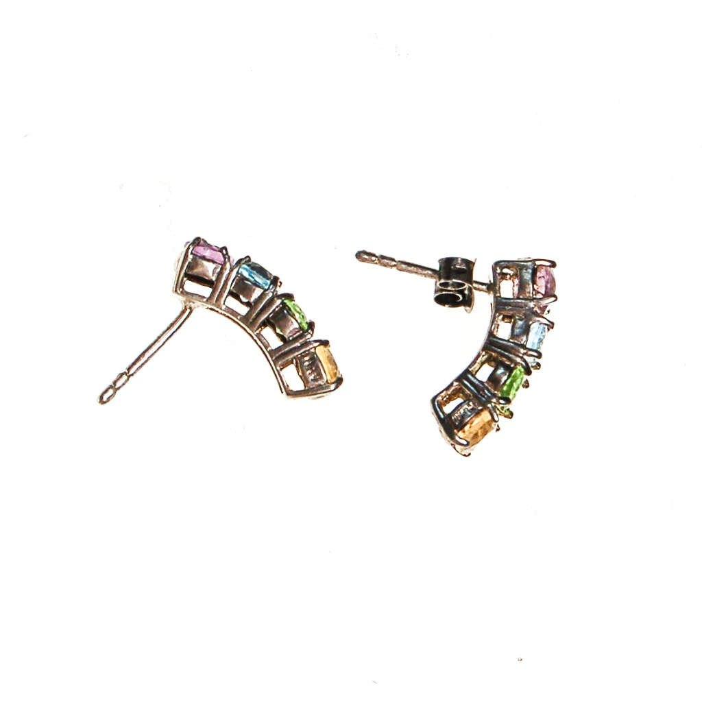Rainbow Gemstone Earrings by Sterling Silver - Vintage Meet Modern Vintage Jewelry - Chicago, Illinois - #oldhollywoodglamour #vintagemeetmodern #designervintage #jewelrybox #antiquejewelry #vintagejewelry