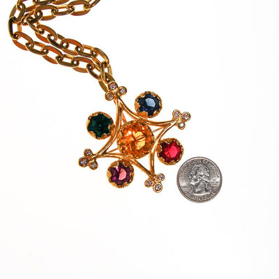 YSL Colorful Crystal Cross Statement Necklace by Yves Saint Laurent - Vintage Meet Modern Vintage Jewelry - Chicago, Illinois - #oldhollywoodglamour #vintagemeetmodern #designervintage #jewelrybox #antiquejewelry #vintagejewelry