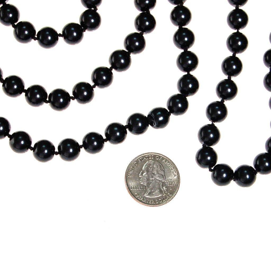 High End Jet Black Glass Bead Necklace, Art Deco Inspired, Flapper Length, Layering Necklace by Unsigned Beauty - Vintage Meet Modern Vintage Jewelry - Chicago, Illinois - #oldhollywoodglamour #vintagemeetmodern #designervintage #jewelrybox #antiquejewelry #vintagejewelry