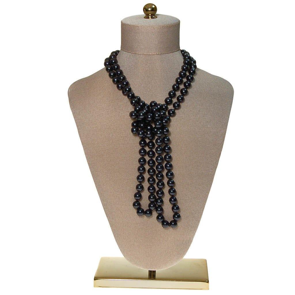 High End Jet Black Glass Bead Necklace, Art Deco Inspired, Flapper Length, Layering Necklace by Unsigned Beauty - Vintage Meet Modern Vintage Jewelry - Chicago, Illinois - #oldhollywoodglamour #vintagemeetmodern #designervintage #jewelrybox #antiquejewelry #vintagejewelry
