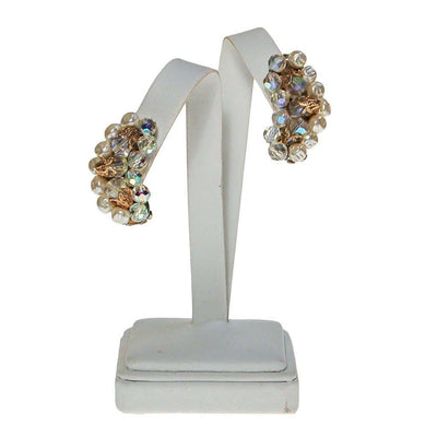 Pearl and Aurora Borealis Crystal Ear Crawler Earrings by Aurora Borealis - Vintage Meet Modern Vintage Jewelry - Chicago, Illinois - #oldhollywoodglamour #vintagemeetmodern #designervintage #jewelrybox #antiquejewelry #vintagejewelry