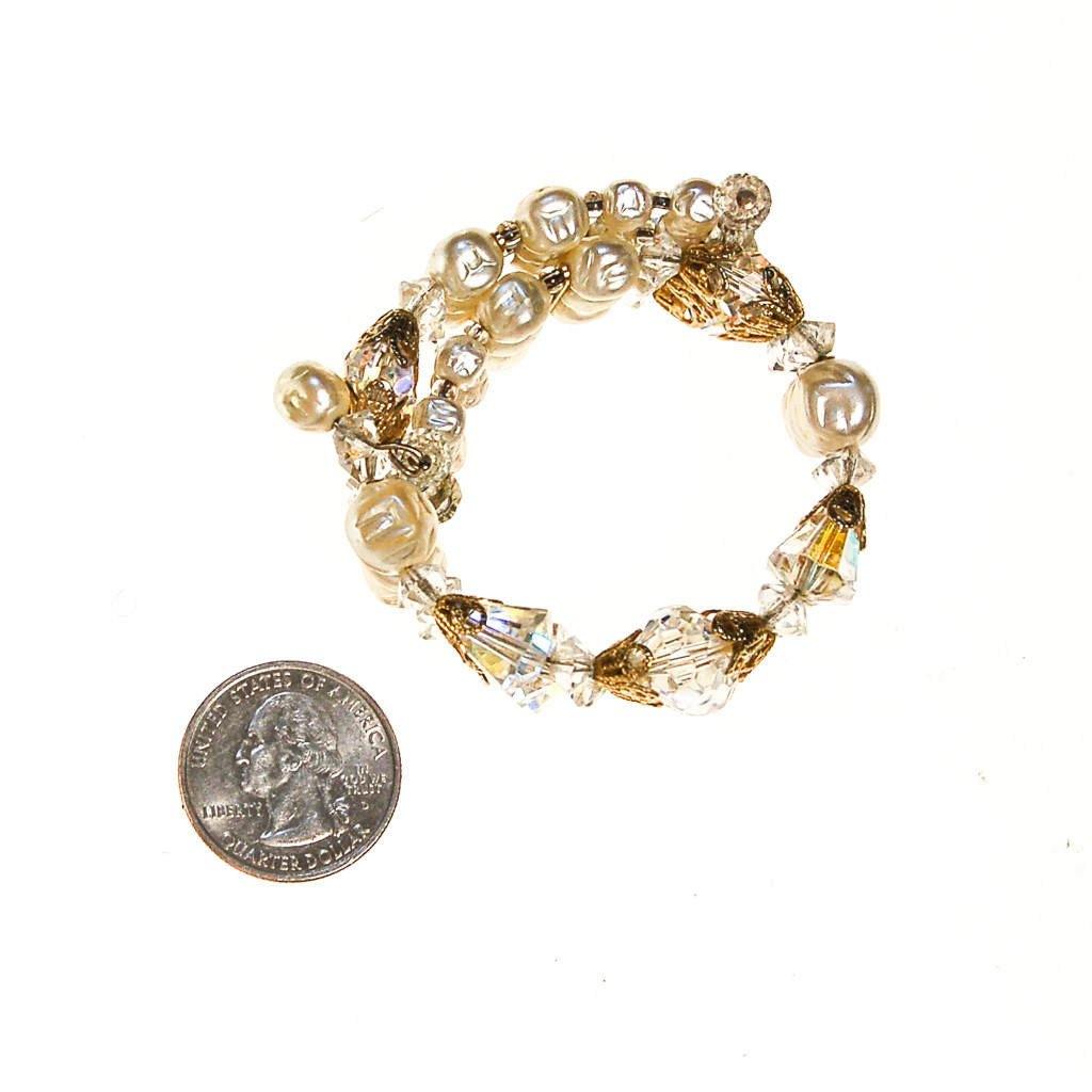 Aurora Borealis Pearl and Crystal Wrap Bracelet by Aurora Borealis - Vintage Meet Modern Vintage Jewelry - Chicago, Illinois - #oldhollywoodglamour #vintagemeetmodern #designervintage #jewelrybox #antiquejewelry #vintagejewelry