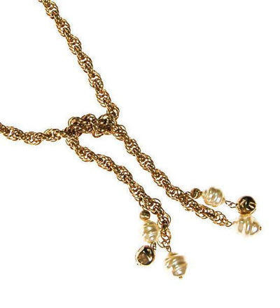 Gold Chain and Pearl Tassel Lariat by Unsigned Beauty - Vintage Meet Modern Vintage Jewelry - Chicago, Illinois - #oldhollywoodglamour #vintagemeetmodern #designervintage #jewelrybox #antiquejewelry #vintagejewelry