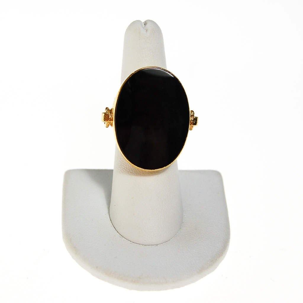 Vendome Black Glass Statement Ring by Vendome - Vintage Meet Modern Vintage Jewelry - Chicago, Illinois - #oldhollywoodglamour #vintagemeetmodern #designervintage #jewelrybox #antiquejewelry #vintagejewelry