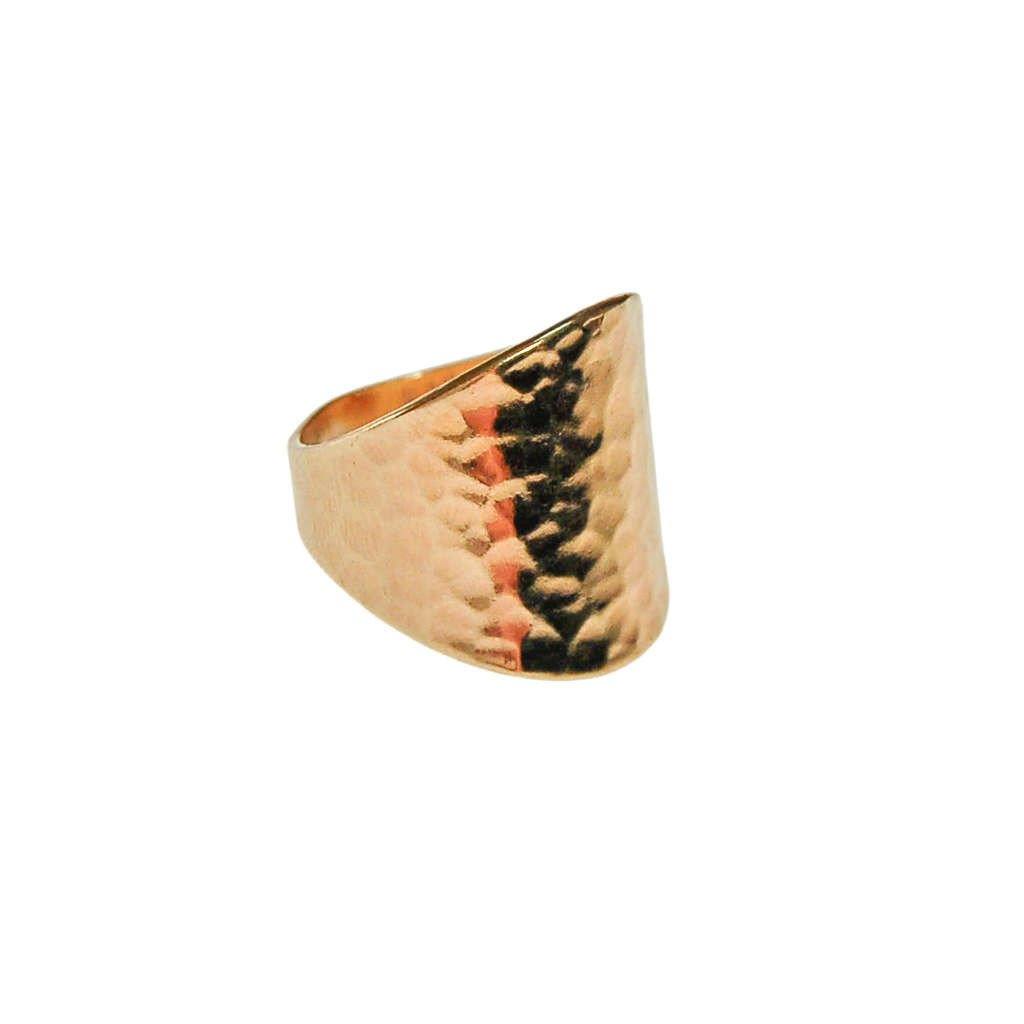 18kt Gold Plated Wide Hammered Band Ring
