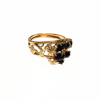 Black Onyx and Gold Tone Ring by Unsigned Beauty - Vintage Meet Modern Vintage Jewelry - Chicago, Illinois - #oldhollywoodglamour #vintagemeetmodern #designervintage #jewelrybox #antiquejewelry #vintagejewelry