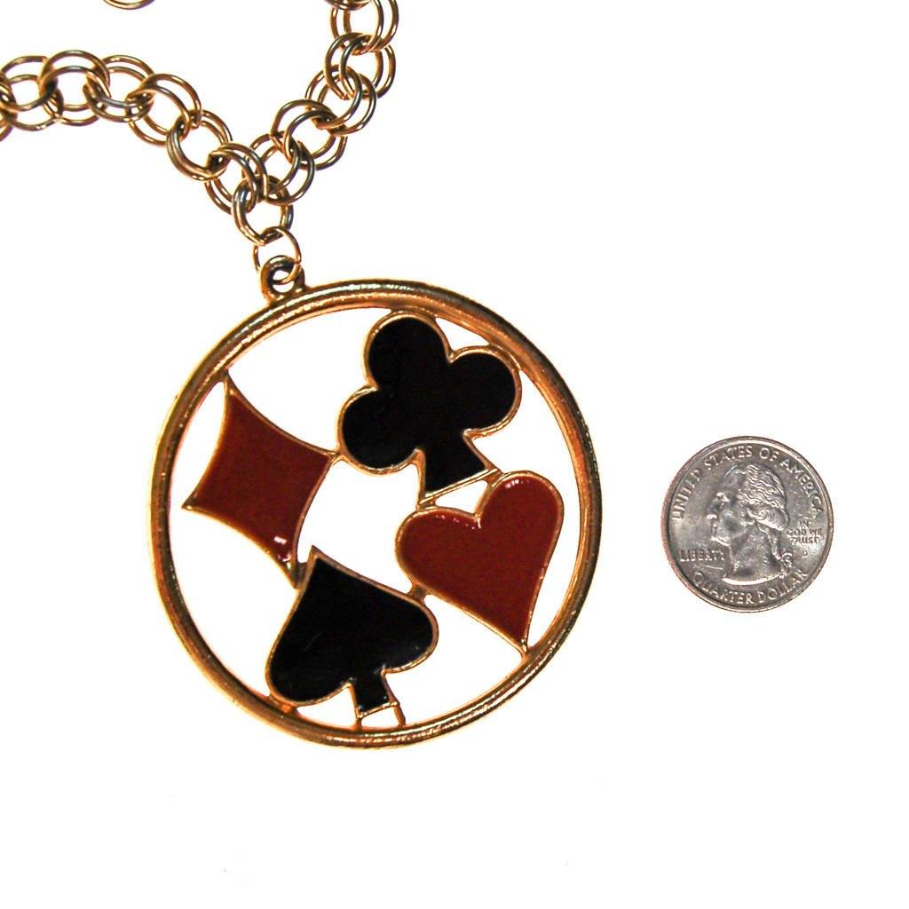 Four Suit Statement Necklace, Black and Red Enamel by 1960s - Vintage Meet Modern Vintage Jewelry - Chicago, Illinois - #oldhollywoodglamour #vintagemeetmodern #designervintage #jewelrybox #antiquejewelry #vintagejewelry