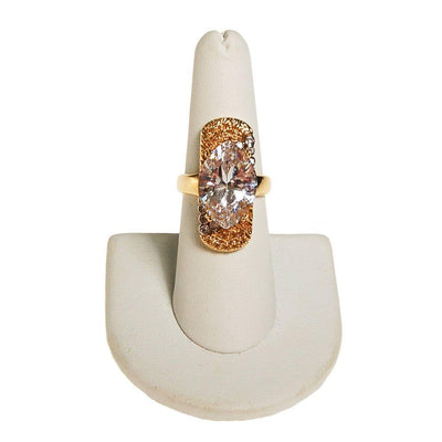 Huge CZ Cocktail Statement Ring, North South Setting, Large Marquise Cubic Zirconia, Ring Size 7 by unsigned - Vintage Meet Modern Vintage Jewelry - Chicago, Illinois - #oldhollywoodglamour #vintagemeetmodern #designervintage #jewelrybox #antiquejewelry #vintagejewelry