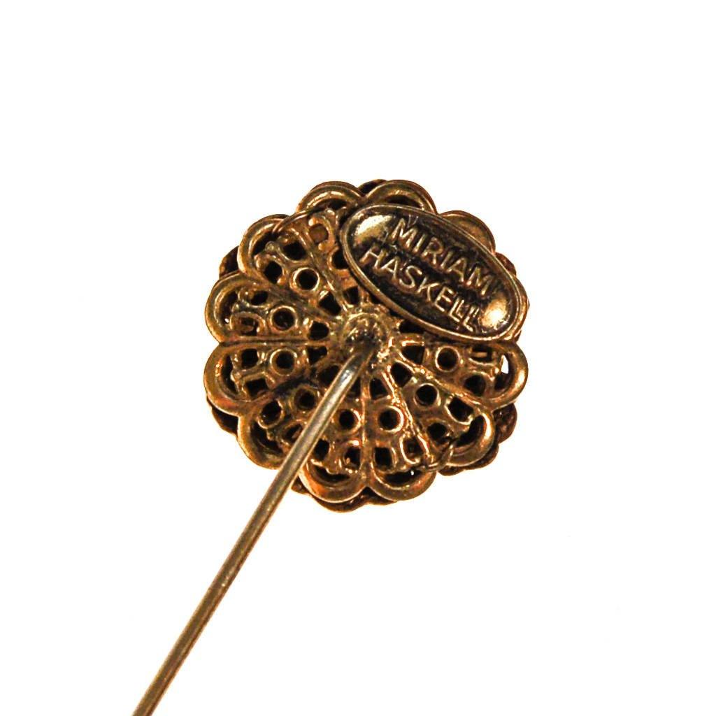 Miriam Haskell Gold Flower Stick Pin by Miriam Haskell - Vintage Meet Modern Vintage Jewelry - Chicago, Illinois - #oldhollywoodglamour #vintagemeetmodern #designervintage #jewelrybox #antiquejewelry #vintagejewelry