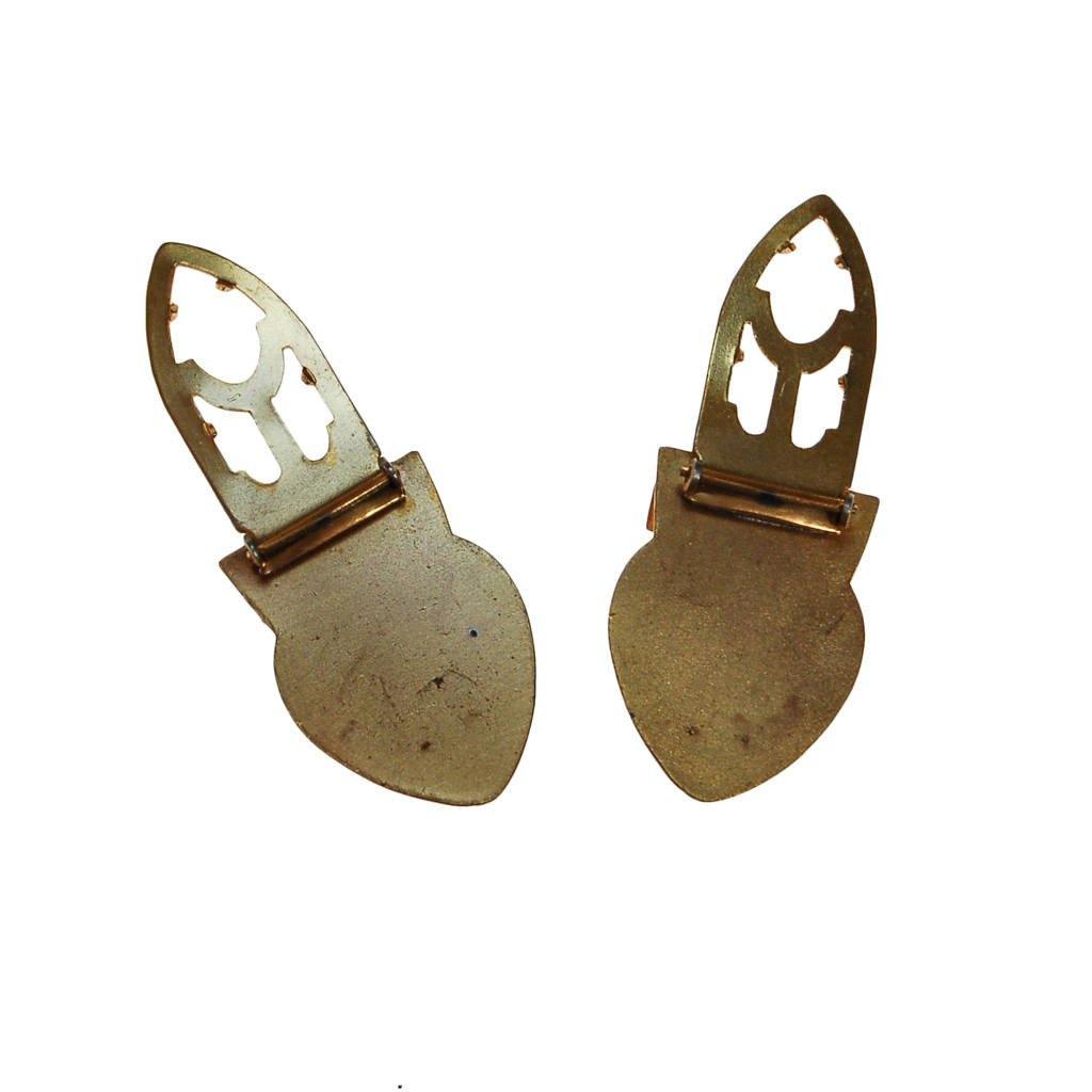 Art Deco Fur Clips, Black, Blue, and Gold Tone, Egyptian Revival Influence by unsigned - Vintage Meet Modern Vintage Jewelry - Chicago, Illinois - #oldhollywoodglamour #vintagemeetmodern #designervintage #jewelrybox #antiquejewelry #vintagejewelry