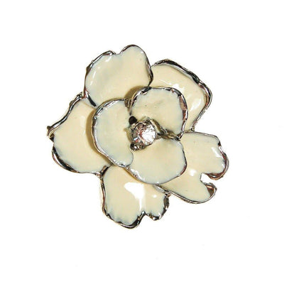 White and Silver Rose Brooch Pin by Unsigned Beauty - Vintage Meet Modern Vintage Jewelry - Chicago, Illinois - #oldhollywoodglamour #vintagemeetmodern #designervintage #jewelrybox #antiquejewelry #vintagejewelry