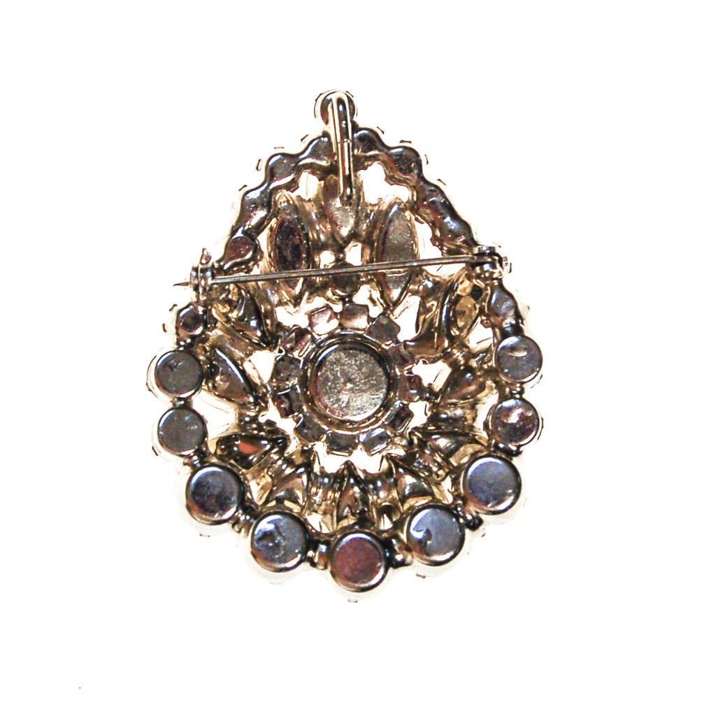 Art Deco Diamante Rhinestone Brooch, Necklace Pendant by Unsigned Beauty - Vintage Meet Modern Vintage Jewelry - Chicago, Illinois - #oldhollywoodglamour #vintagemeetmodern #designervintage #jewelrybox #antiquejewelry #vintagejewelry