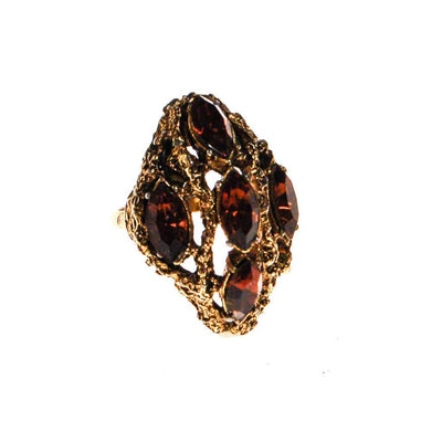Vogue Smokey Topaz Crystal Statement Ring, Adjustable by unsigned - Vintage Meet Modern Vintage Jewelry - Chicago, Illinois - #oldhollywoodglamour #vintagemeetmodern #designervintage #jewelrybox #antiquejewelry #vintagejewelry