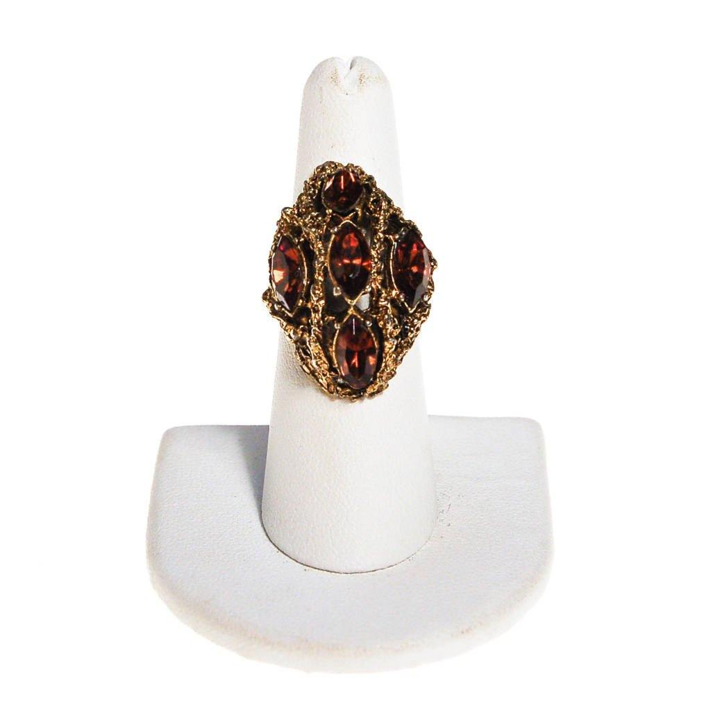 Vogue Smokey Topaz Crystal Statement Ring, Adjustable by unsigned - Vintage Meet Modern Vintage Jewelry - Chicago, Illinois - #oldhollywoodglamour #vintagemeetmodern #designervintage #jewelrybox #antiquejewelry #vintagejewelry
