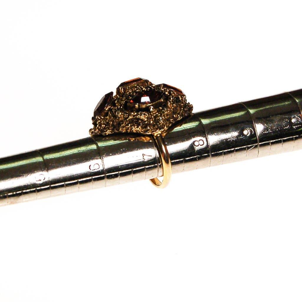 Vogue Smokey Topaz Crystal Statement Ring, Adjustable by unsigned - Vintage Meet Modern Vintage Jewelry - Chicago, Illinois - #oldhollywoodglamour #vintagemeetmodern #designervintage #jewelrybox #antiquejewelry #vintagejewelry