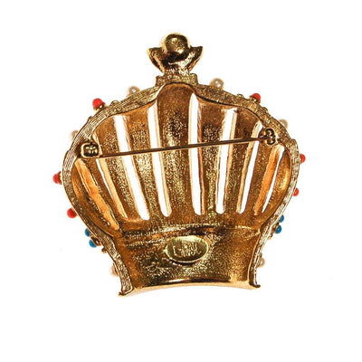 Joan Rivers Royal Crown Brooch, Gold Tone, Coral, Turquoise, and Faux Seed Pearl Accents by Joan Rivers - Vintage Meet Modern Vintage Jewelry - Chicago, Illinois - #oldhollywoodglamour #vintagemeetmodern #designervintage #jewelrybox #antiquejewelry #vintagejewelry