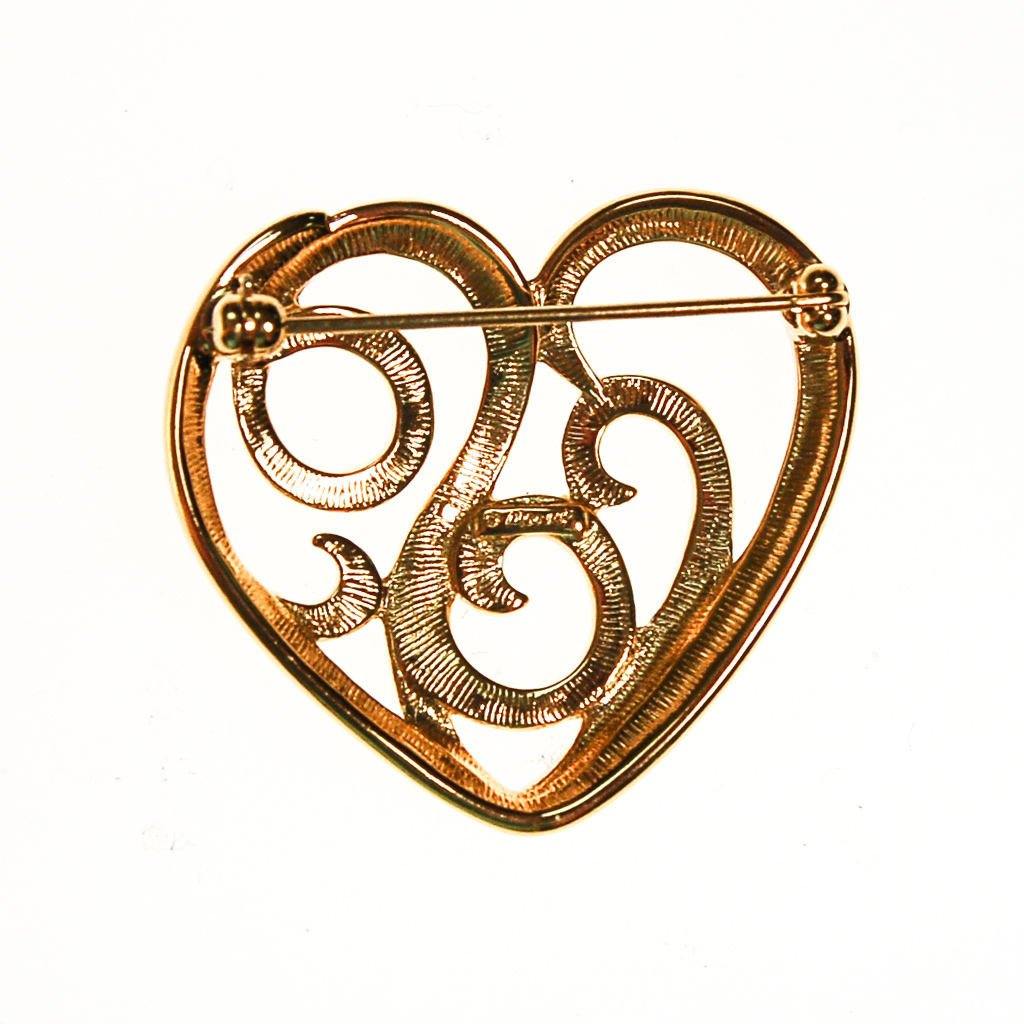 Gold Monet Heart Brooch by Monet - Vintage Meet Modern Vintage Jewelry - Chicago, Illinois - #oldhollywoodglamour #vintagemeetmodern #designervintage #jewelrybox #antiquejewelry #vintagejewelry