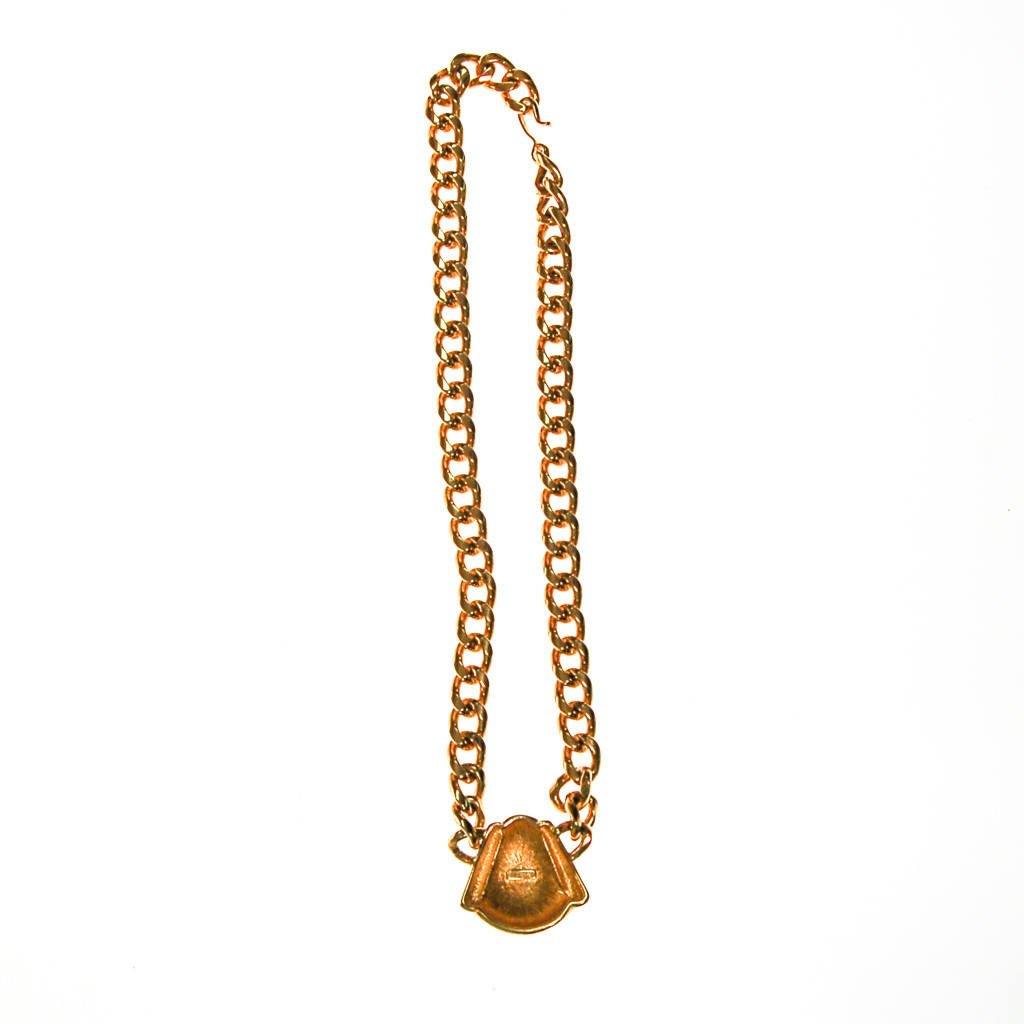 Gold Monet Necklace with Cream Pendant, Classic design by Monet - Vintage Meet Modern Vintage Jewelry - Chicago, Illinois - #oldhollywoodglamour #vintagemeetmodern #designervintage #jewelrybox #antiquejewelry #vintagejewelry