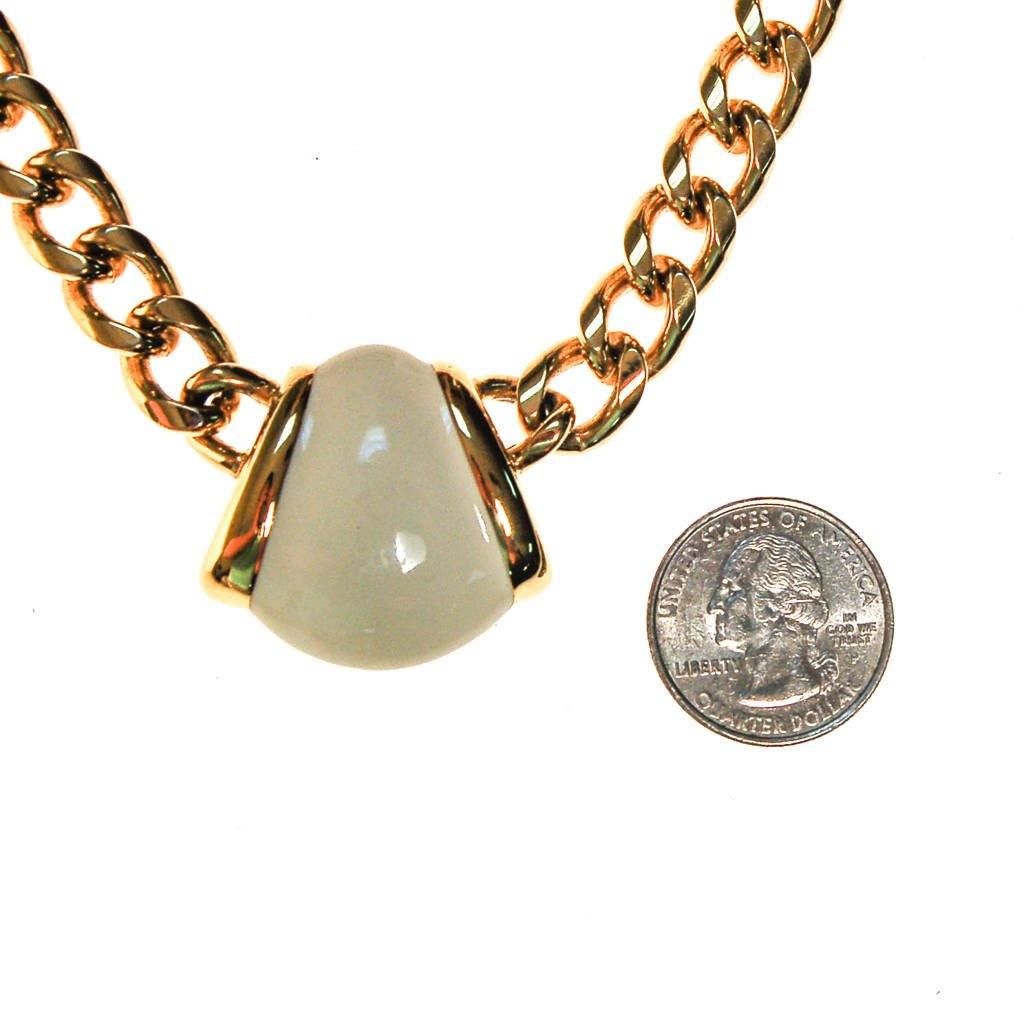 Gold Monet Necklace with Cream Pendant, Classic design by Monet - Vintage Meet Modern Vintage Jewelry - Chicago, Illinois - #oldhollywoodglamour #vintagemeetmodern #designervintage #jewelrybox #antiquejewelry #vintagejewelry