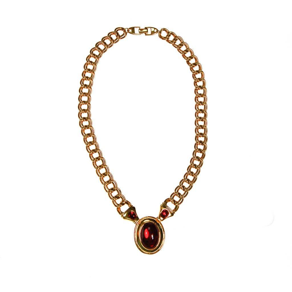 Napier Gold and Red Mogul Style Statement Necklace by Napier - Vintage Meet Modern Vintage Jewelry - Chicago, Illinois - #oldhollywoodglamour #vintagemeetmodern #designervintage #jewelrybox #antiquejewelry #vintagejewelry