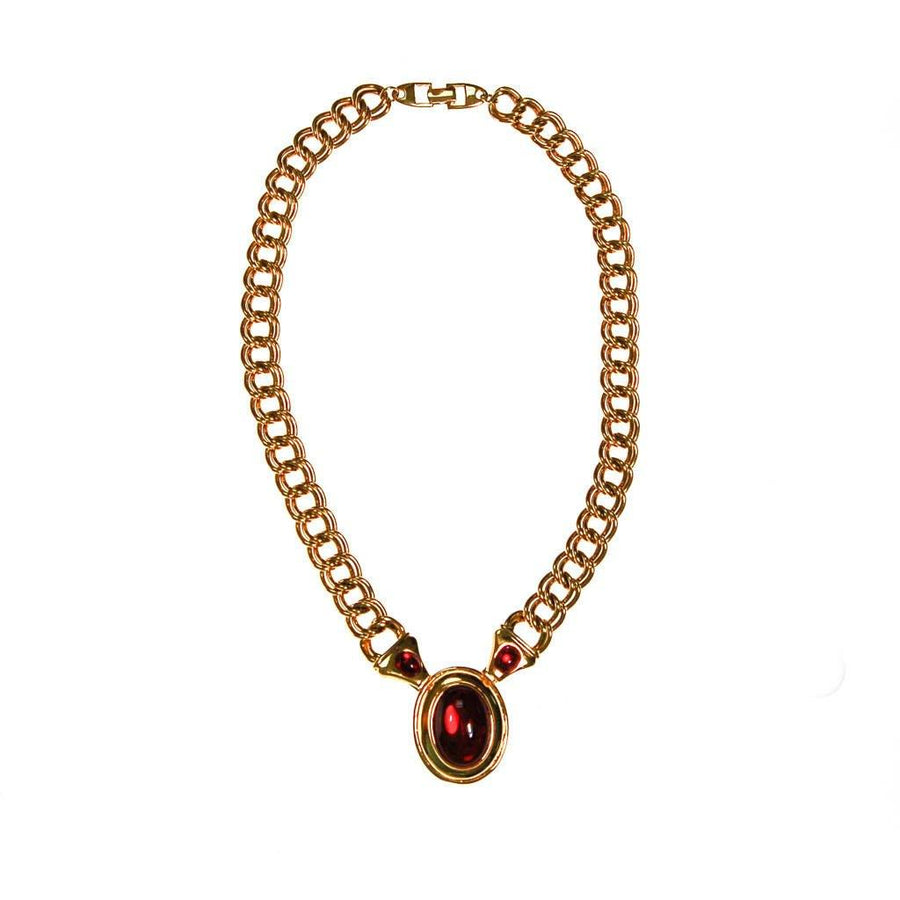 Napier Gold and Red Mogul Style Statement Necklace by Napier - Vintage Meet Modern Vintage Jewelry - Chicago, Illinois - #oldhollywoodglamour #vintagemeetmodern #designervintage #jewelrybox #antiquejewelry #vintagejewelry