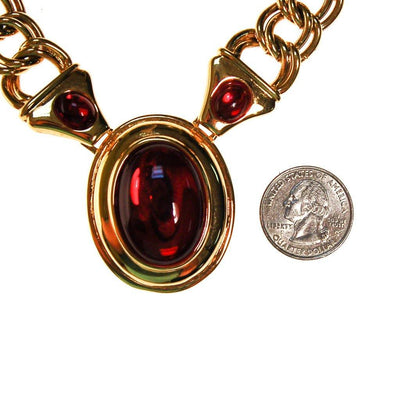 Napier Gold and Red Mogul Style Statement Necklace by Napier - Vintage Meet Modern Vintage Jewelry - Chicago, Illinois - #oldhollywoodglamour #vintagemeetmodern #designervintage #jewelrybox #antiquejewelry #vintagejewelry