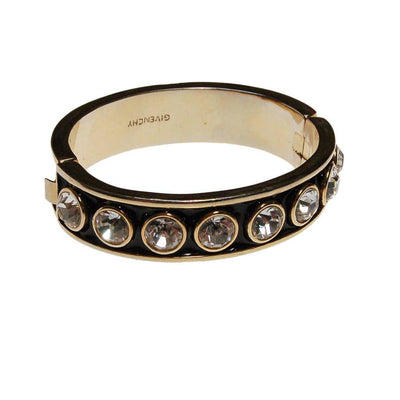 Givenchy Couture Rhinestone Black Enamel and Gold Bangle Bracelet by Givenchy - Vintage Meet Modern Vintage Jewelry - Chicago, Illinois - #oldhollywoodglamour #vintagemeetmodern #designervintage #jewelrybox #antiquejewelry #vintagejewelry