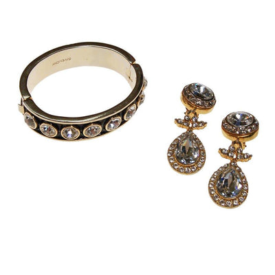 Givenchy Couture Rhinestone Black Enamel and Gold Bangle Bracelet by Givenchy - Vintage Meet Modern Vintage Jewelry - Chicago, Illinois - #oldhollywoodglamour #vintagemeetmodern #designervintage #jewelrybox #antiquejewelry #vintagejewelry