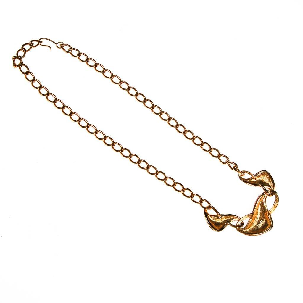 Monet Red Enamel and Gold Chain Link Necklace by Monet - Vintage Meet Modern Vintage Jewelry - Chicago, Illinois - #oldhollywoodglamour #vintagemeetmodern #designervintage #jewelrybox #antiquejewelry #vintagejewelry