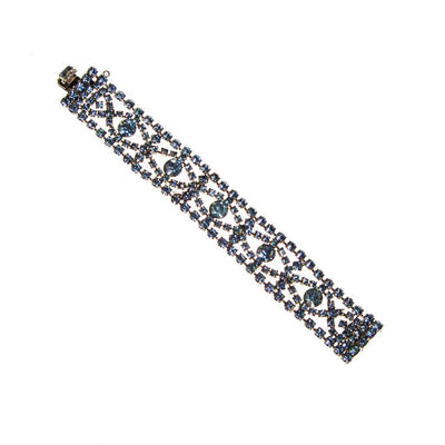 Art Deco Light Blue Rhinestone Bracelet, Silver Tone Setting by Art Deco - Vintage Meet Modern Vintage Jewelry - Chicago, Illinois - #oldhollywoodglamour #vintagemeetmodern #designervintage #jewelrybox #antiquejewelry #vintagejewelry