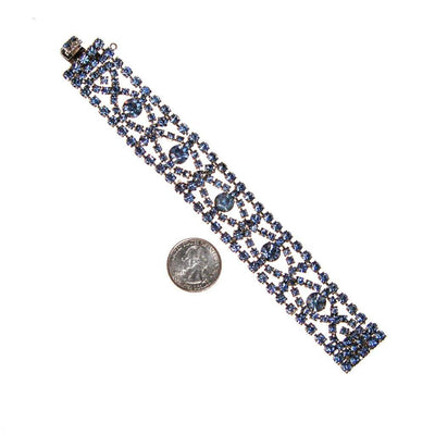 Art Deco Light Blue Rhinestone Bracelet, Silver Tone Setting by Art Deco - Vintage Meet Modern Vintage Jewelry - Chicago, Illinois - #oldhollywoodglamour #vintagemeetmodern #designervintage #jewelrybox #antiquejewelry #vintagejewelry