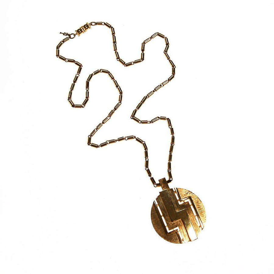 Crown Trifari Gold Medallion Necklace by Trifari - Vintage Meet Modern Vintage Jewelry - Chicago, Illinois - #oldhollywoodglamour #vintagemeetmodern #designervintage #jewelrybox #antiquejewelry #vintagejewelry