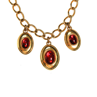 Napier Charm Necklace with Red Garnet Lucite Cabochons by Napier - Vintage Meet Modern Vintage Jewelry - Chicago, Illinois - #oldhollywoodglamour #vintagemeetmodern #designervintage #jewelrybox #antiquejewelry #vintagejewelry