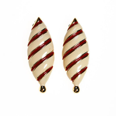 Huge Red, Cream and Gold Statement Earrings by unsigned - Vintage Meet Modern Vintage Jewelry - Chicago, Illinois - #oldhollywoodglamour #vintagemeetmodern #designervintage #jewelrybox #antiquejewelry #vintagejewelry