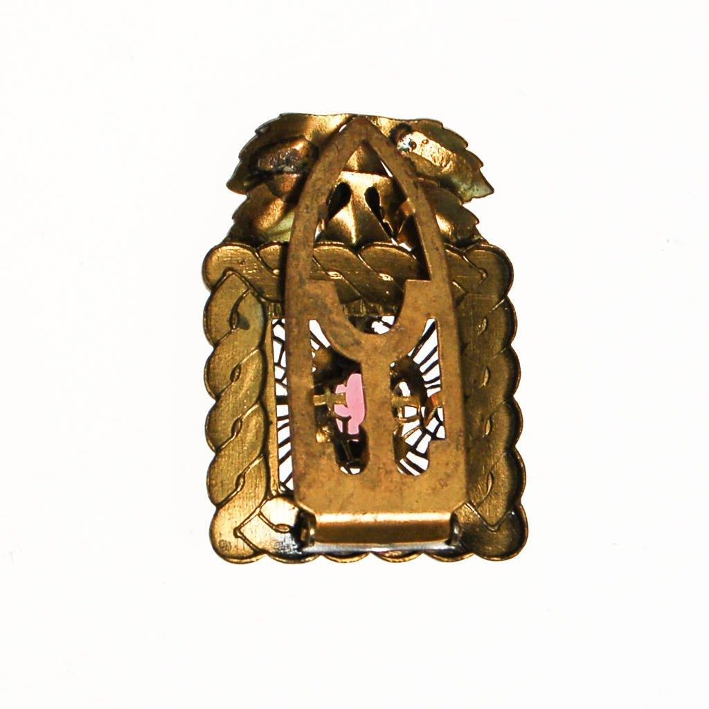 Antique Gold Tone Dress Clip with Amethyst Rhinestone by unsigned - Vintage Meet Modern Vintage Jewelry - Chicago, Illinois - #oldhollywoodglamour #vintagemeetmodern #designervintage #jewelrybox #antiquejewelry #vintagejewelry