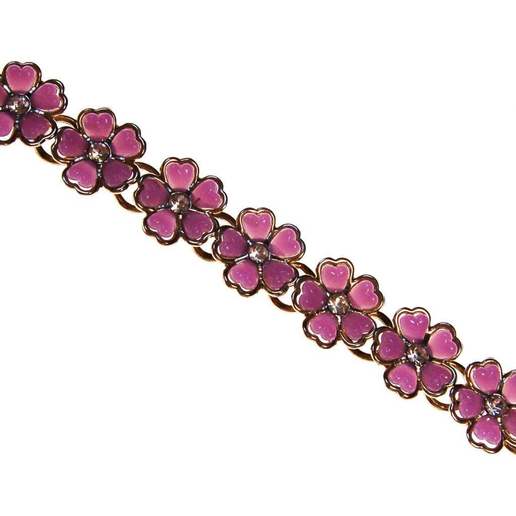 Purple Flowers and Rhinestones Bracelet by 1960s - Vintage Meet Modern Vintage Jewelry - Chicago, Illinois - #oldhollywoodglamour #vintagemeetmodern #designervintage #jewelrybox #antiquejewelry #vintagejewelry