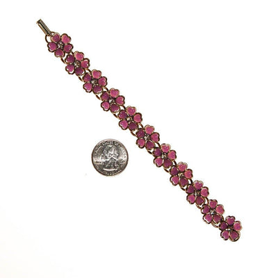 Purple Flowers and Rhinestones Bracelet by 1960s - Vintage Meet Modern Vintage Jewelry - Chicago, Illinois - #oldhollywoodglamour #vintagemeetmodern #designervintage #jewelrybox #antiquejewelry #vintagejewelry