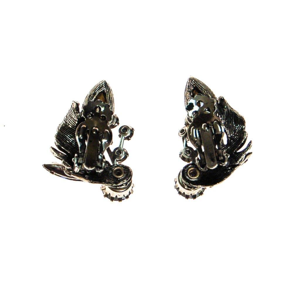 Blue Aurora Borealis Rhinestone Ear Crawler Earrings by 1950s - Vintage Meet Modern Vintage Jewelry - Chicago, Illinois - #oldhollywoodglamour #vintagemeetmodern #designervintage #jewelrybox #antiquejewelry #vintagejewelry
