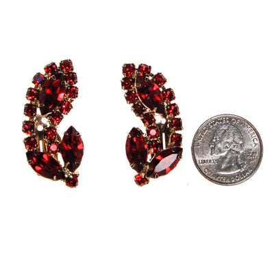 Red Rhinestone Ear Crawler, Statement Earrings by 1960s - Vintage Meet Modern Vintage Jewelry - Chicago, Illinois - #oldhollywoodglamour #vintagemeetmodern #designervintage #jewelrybox #antiquejewelry #vintagejewelry