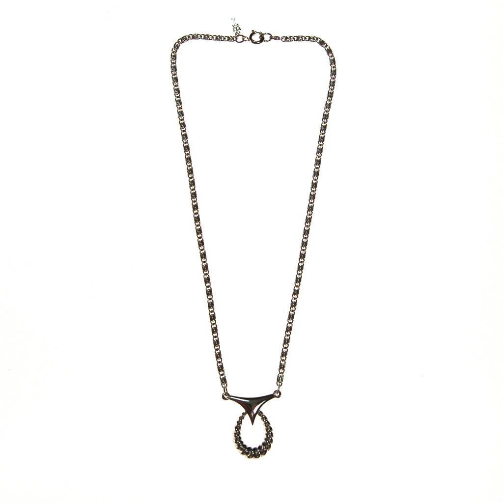 Crown Trifari Modernist Silver Pendant Necklace by Crown Trifari - Vintage Meet Modern Vintage Jewelry - Chicago, Illinois - #oldhollywoodglamour #vintagemeetmodern #designervintage #jewelrybox #antiquejewelry #vintagejewelry