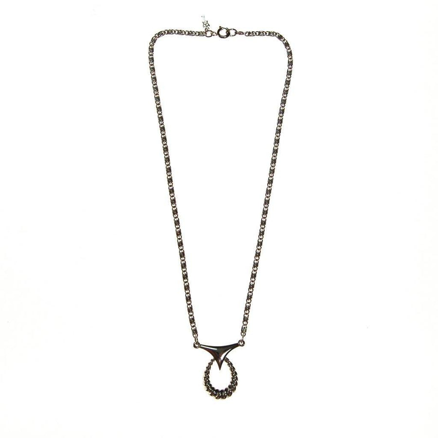 Crown Trifari Modernist Silver Pendant Necklace by Crown Trifari - Vintage Meet Modern Vintage Jewelry - Chicago, Illinois - #oldhollywoodglamour #vintagemeetmodern #designervintage #jewelrybox #antiquejewelry #vintagejewelry