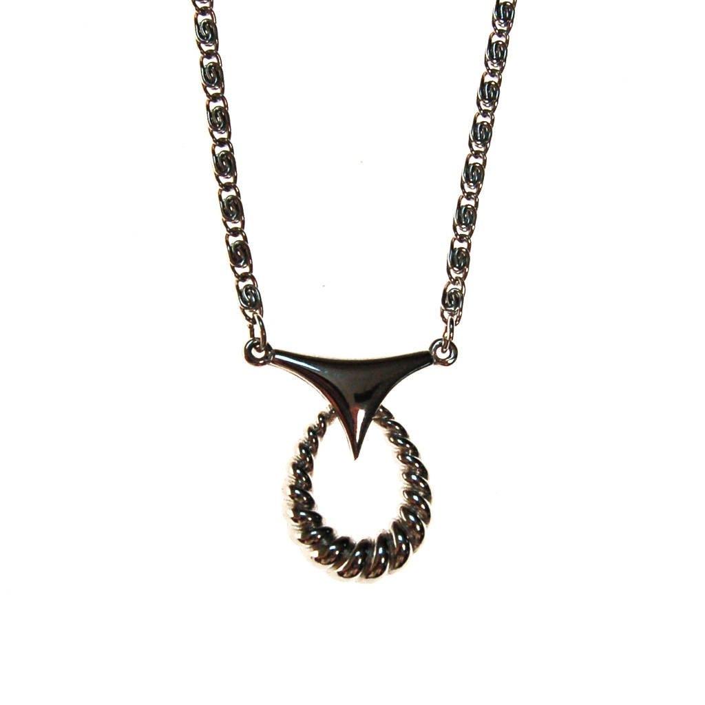 Crown Trifari Modernist Silver Pendant Necklace by Crown Trifari - Vintage Meet Modern Vintage Jewelry - Chicago, Illinois - #oldhollywoodglamour #vintagemeetmodern #designervintage #jewelrybox #antiquejewelry #vintagejewelry