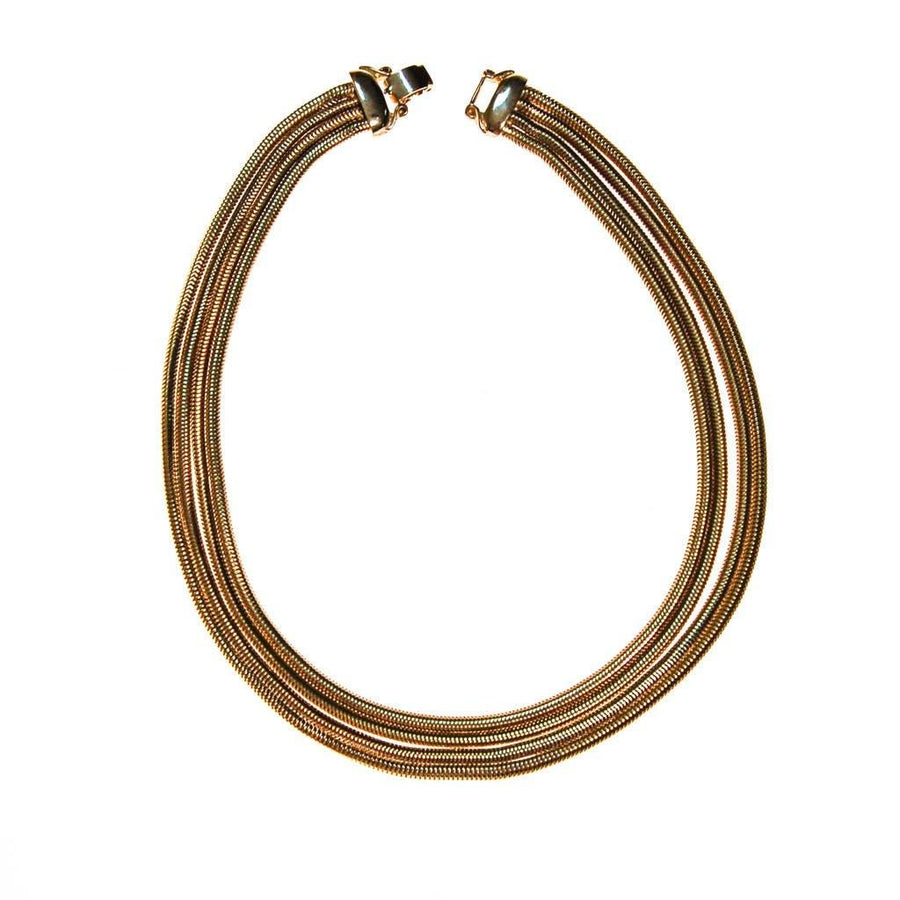 Gold Multi Strand Snake Chain Necklace by unsigned - Vintage Meet Modern Vintage Jewelry - Chicago, Illinois - #oldhollywoodglamour #vintagemeetmodern #designervintage #jewelrybox #antiquejewelry #vintagejewelry
