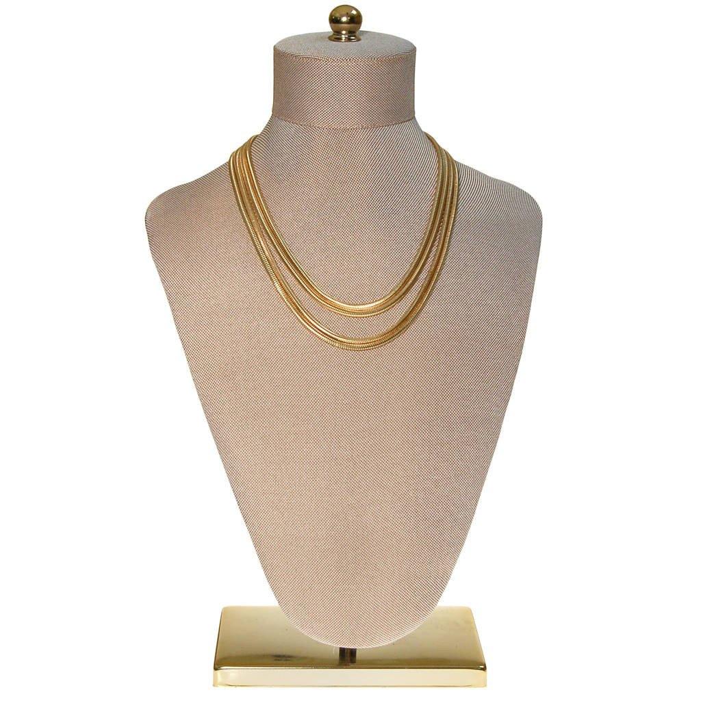 Gold Multi Strand Snake Chain Necklace by unsigned - Vintage Meet Modern Vintage Jewelry - Chicago, Illinois - #oldhollywoodglamour #vintagemeetmodern #designervintage #jewelrybox #antiquejewelry #vintagejewelry