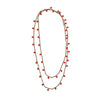Long Gold Necklace with Coral Orange Beads that Dangle by unsigned - Vintage Meet Modern Vintage Jewelry - Chicago, Illinois - #oldhollywoodglamour #vintagemeetmodern #designervintage #jewelrybox #antiquejewelry #vintagejewelry