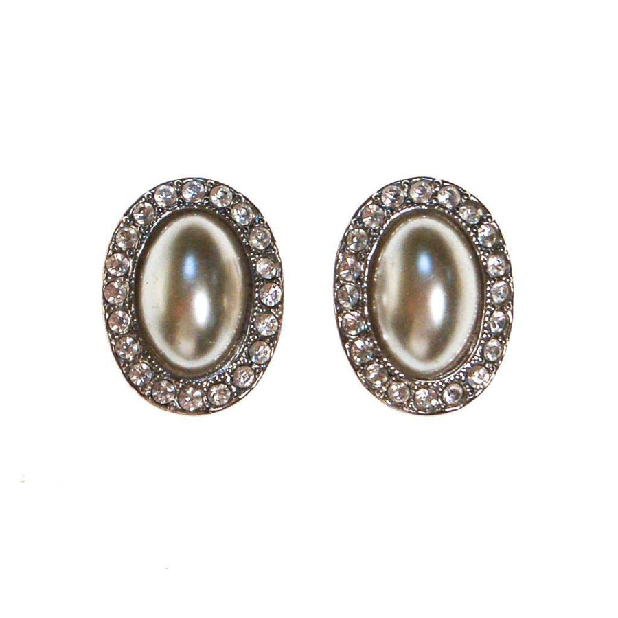 KJL Faux Pearl and Rhinestone Earrings by Kenneth Jay Lane - Vintage Meet Modern Vintage Jewelry - Chicago, Illinois - #oldhollywoodglamour #vintagemeetmodern #designervintage #jewelrybox #antiquejewelry #vintagejewelry