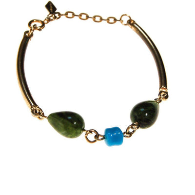 Vintage Sarah Coventry Bracelet with Turquoise Blue, and Green Beads by Sarah Coventry - Vintage Meet Modern Vintage Jewelry - Chicago, Illinois - #oldhollywoodglamour #vintagemeetmodern #designervintage #jewelrybox #antiquejewelry #vintagejewelry